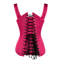 Pink satin Under Bust Corset - With Shoulder Strap