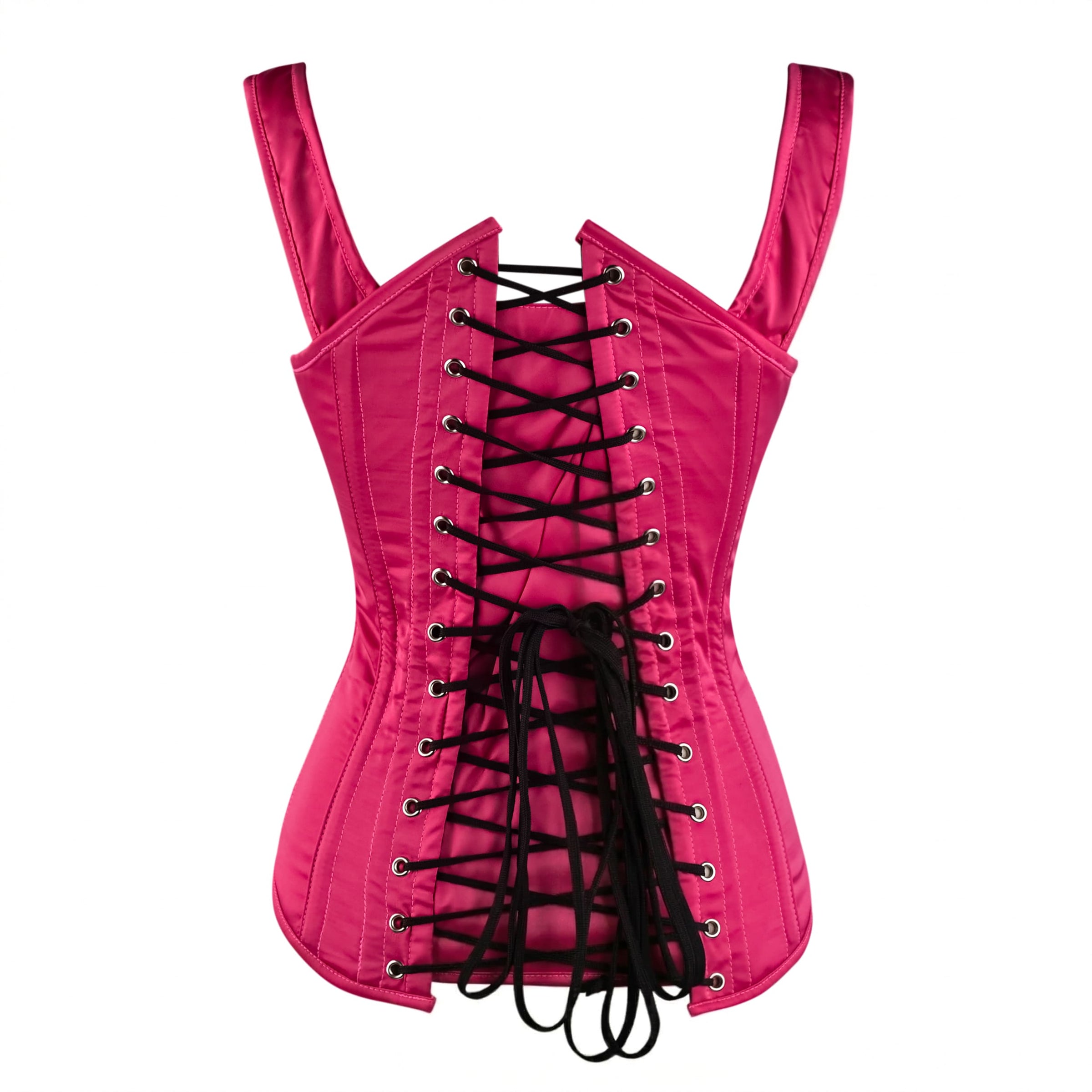 Pink satin Under Bust Corset - With Shoulder Strap