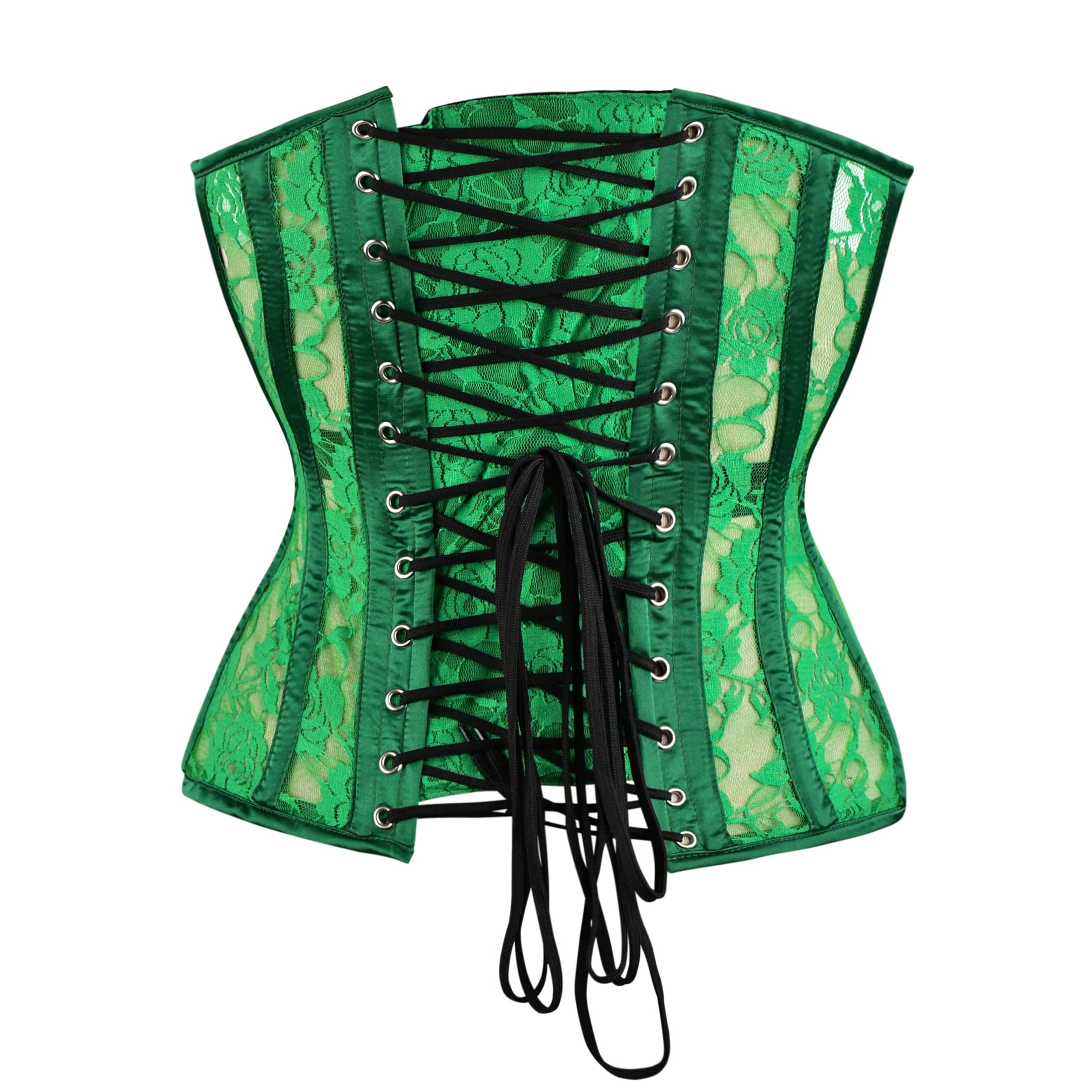 Green Mesh Over Bust Corset - Laced Corset