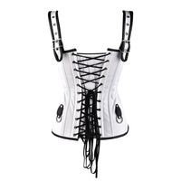 White and black corset top - Over Bust Corset with Shoulder Straps