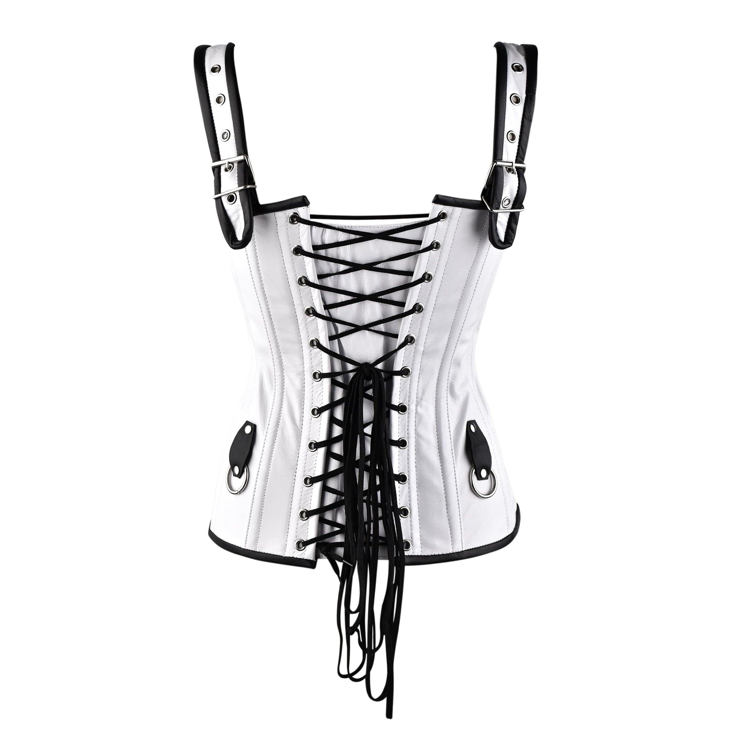 White and black corset top - Over Bust Corset with Shoulder Straps