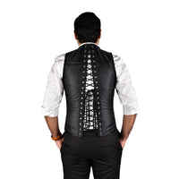 Mens Victorian Style Brocade Corset Vest with Heart Cutout