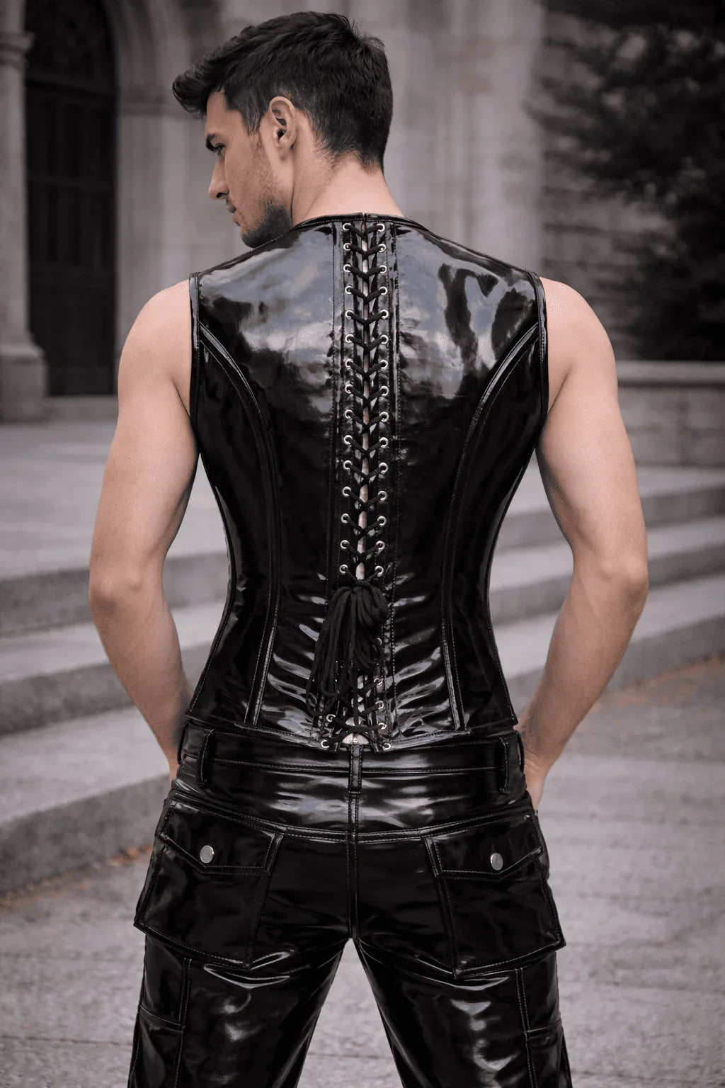 Latex waist cincher vest - Mens Corset Vest