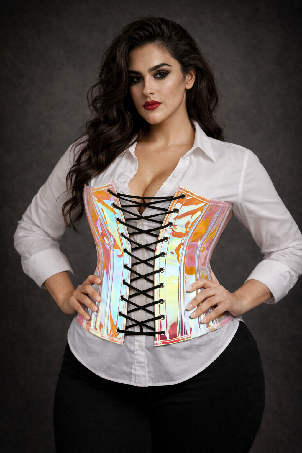 Shiny Orange Half Bust corset - Laced Corset