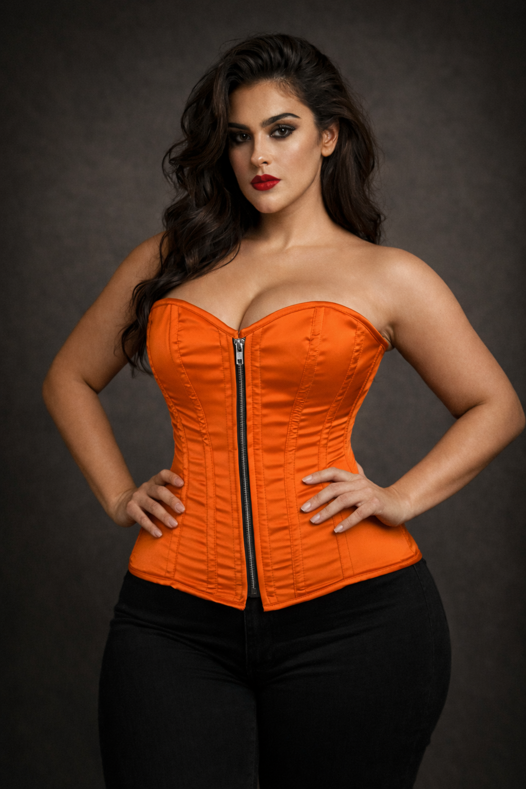 Orange Satin corset top - Overbust Corset