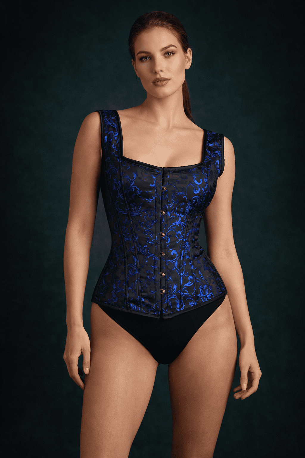 Blue and Black OverBust Vest Corset