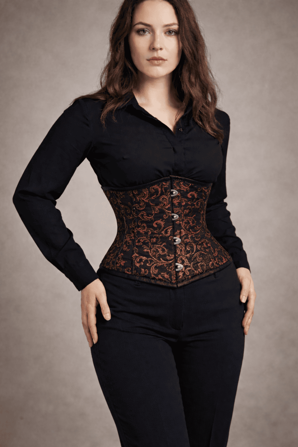 Brown and Black underbust corset - Short torso Waist Trainer