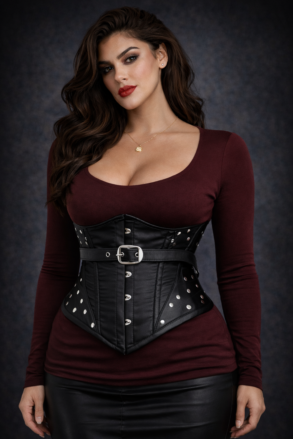 Black underbust corset -  Steel Boned  Lacing Corset