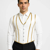 White Latex waist cincher Vest - Mens Corset Vest