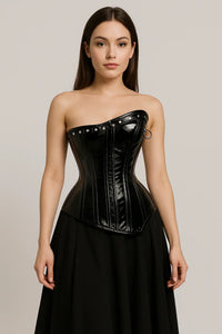 Black PVC Mid bust corset Waist Trainer