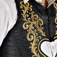 Mens Victorian Style Brocade Corset Vest with Heart Cutout
