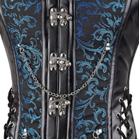 Brocade Male Corset Vest Blue