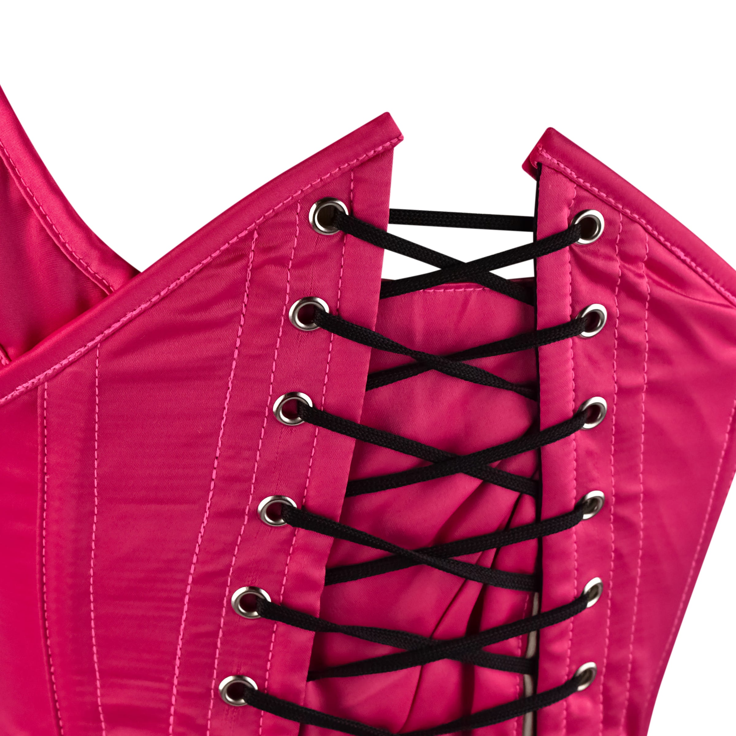 Pink satin Under Bust Corset - With Shoulder Strap