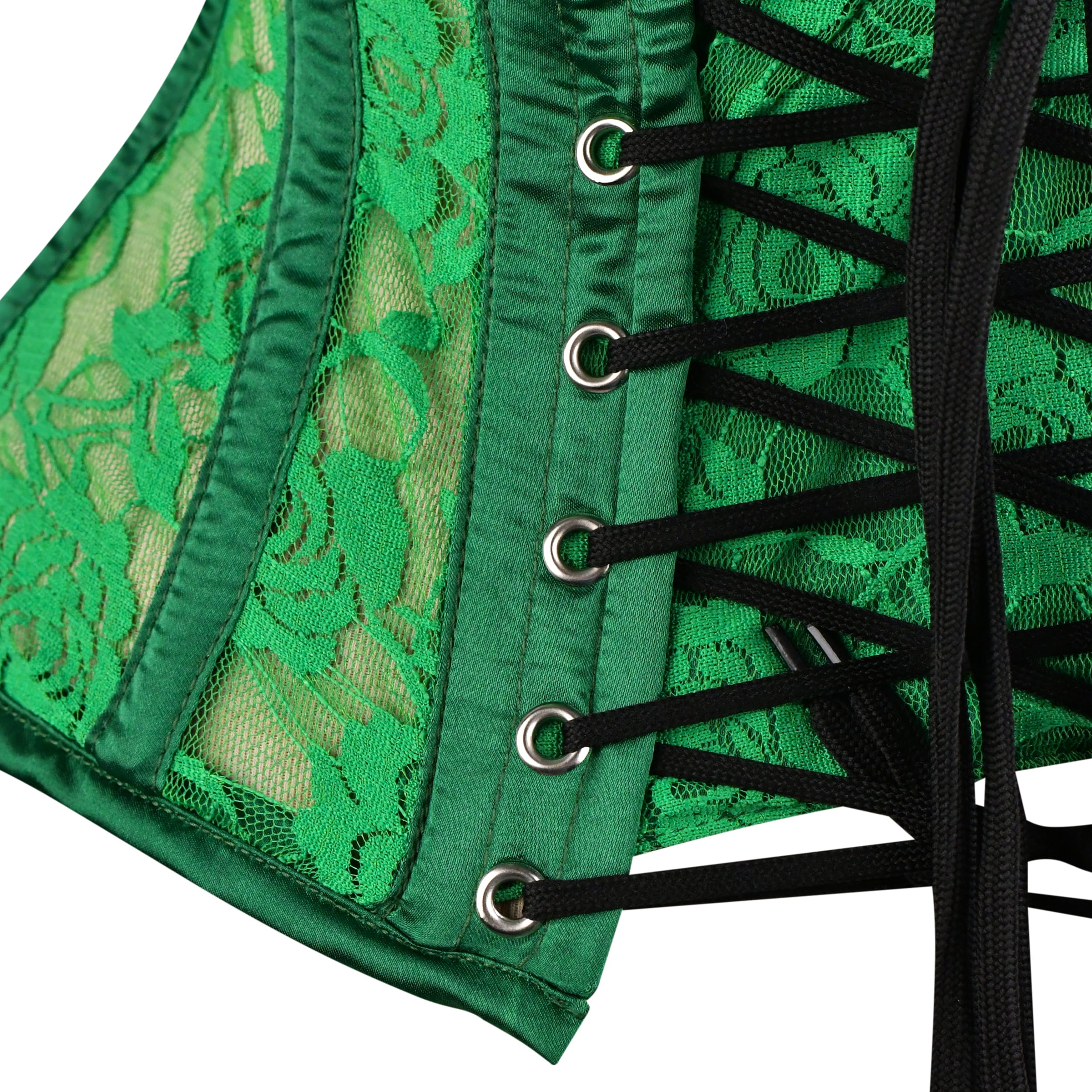 Green Mesh Over Bust Corset - Laced Corset