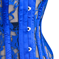 Blue Mesh Over Bust Corset - Laced Corset
