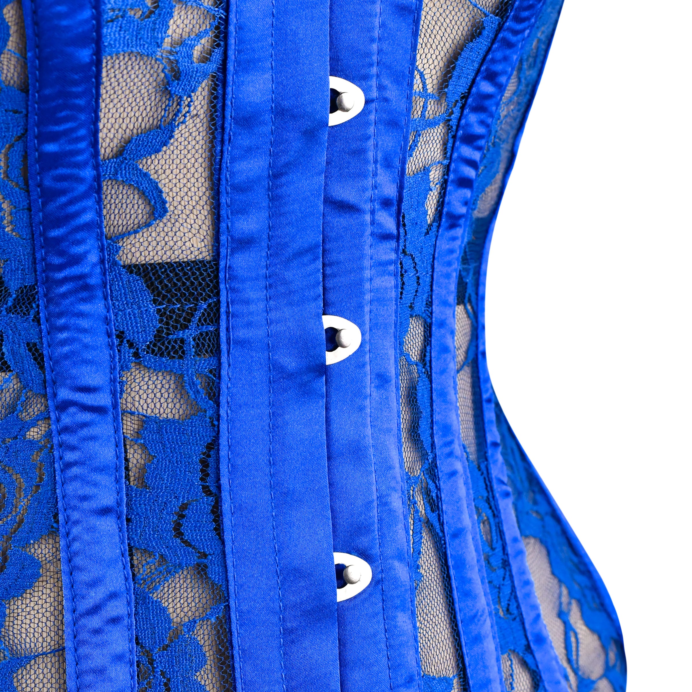 Blue Mesh Over Bust Corset - Laced Corset