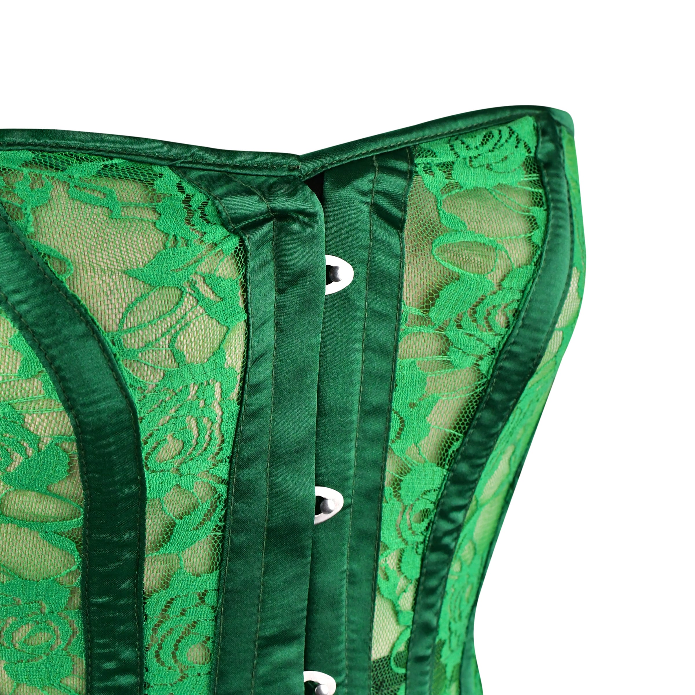 Green Mesh Over Bust Corset - Laced Corset
