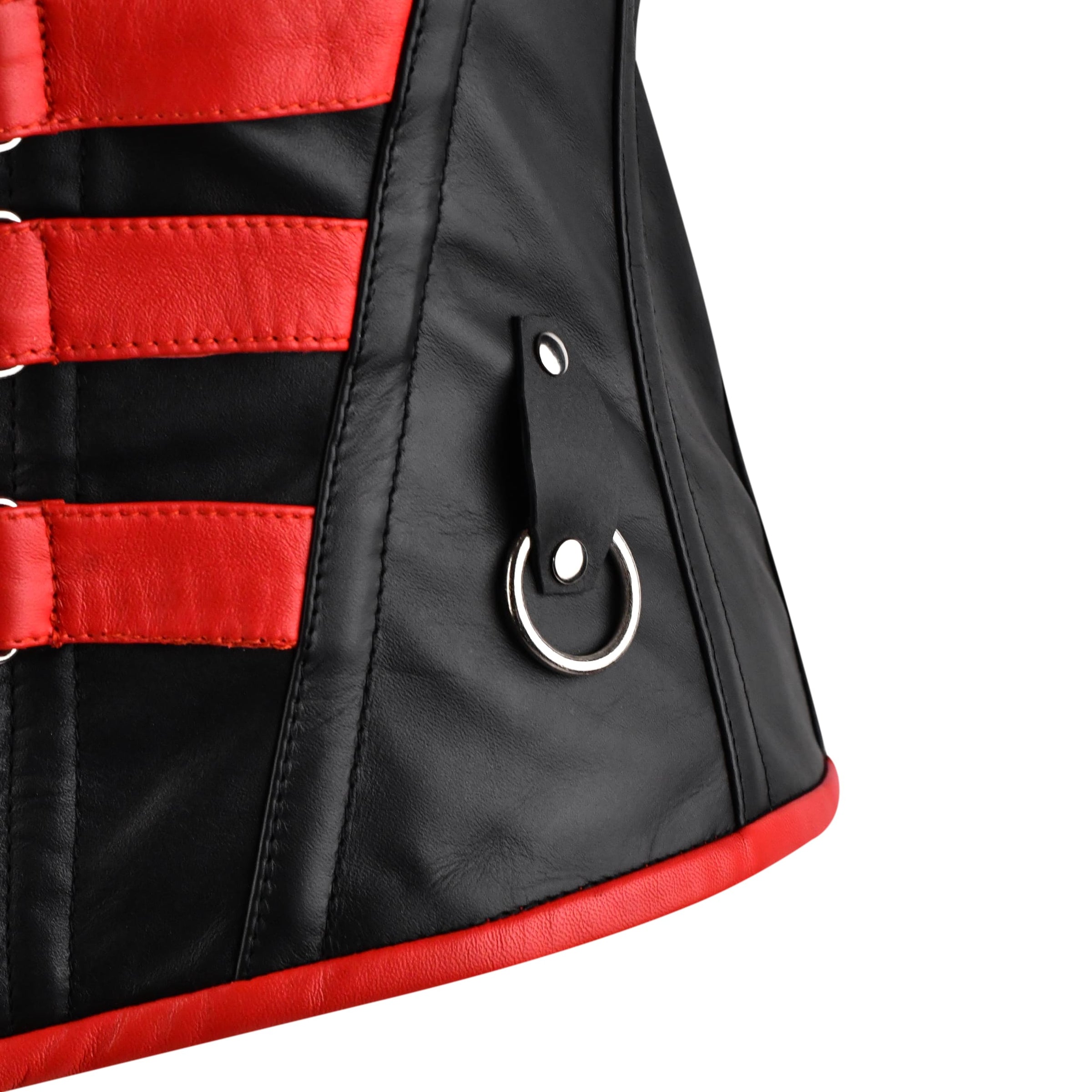 Black and Red corset top - Over Bust Corset with Shoulder Straps