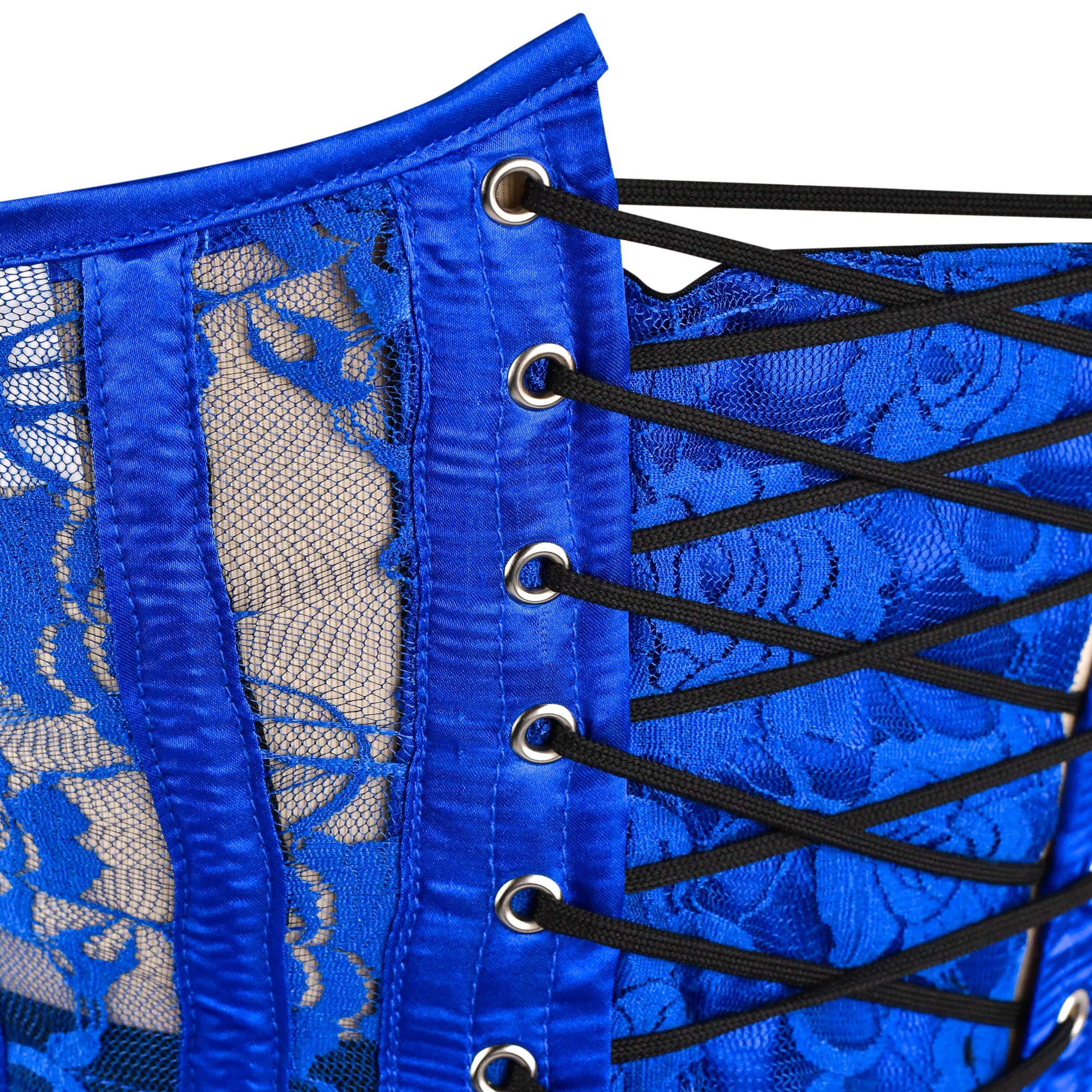 Blue Mesh Over Bust Corset - Laced Corset
