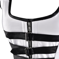 White and black corset top - Over Bust Corset with Shoulder Straps