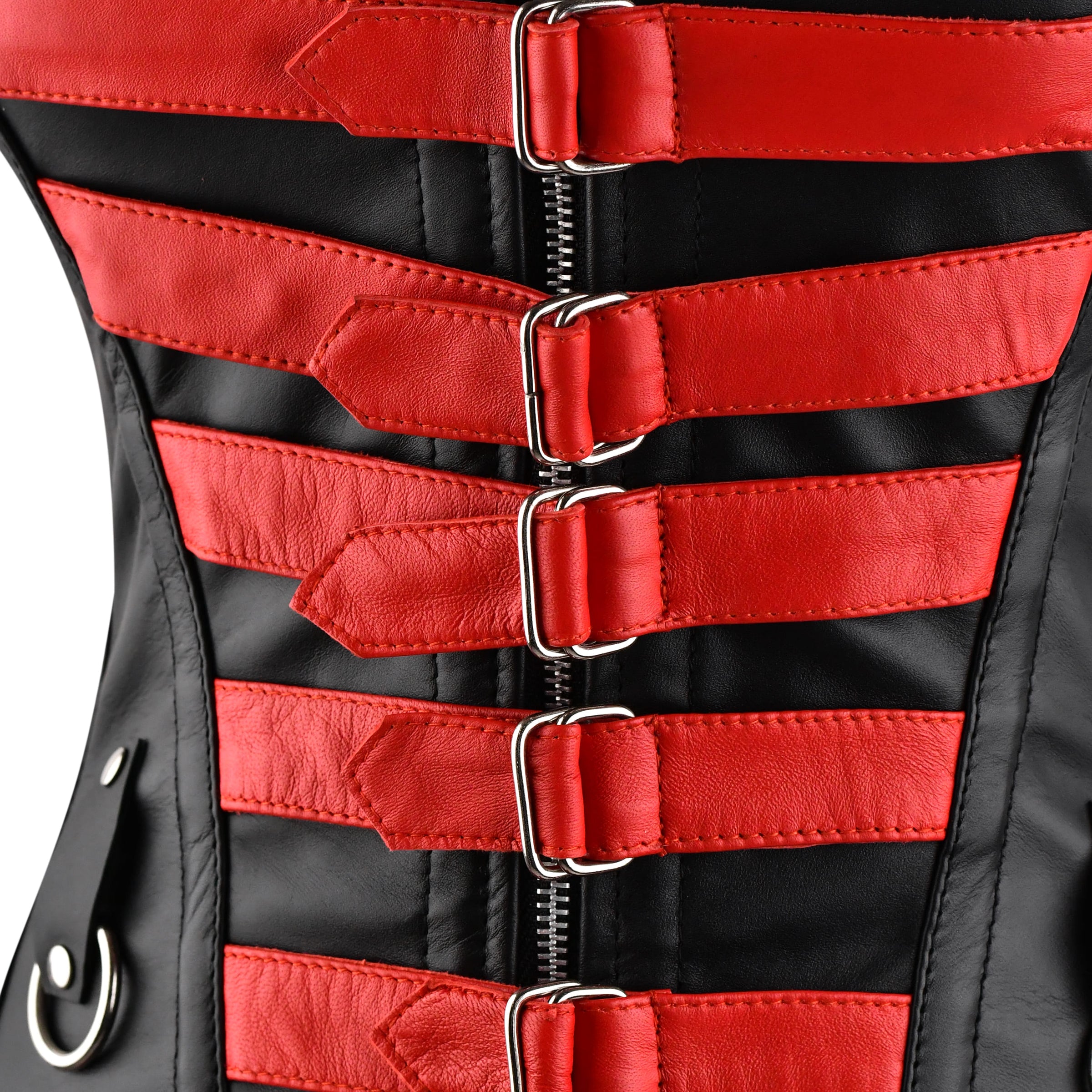 Black and Red corset top - Over Bust Corset with Shoulder Straps