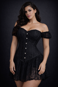 Black Mesh Lacesd Over Bust Corset
