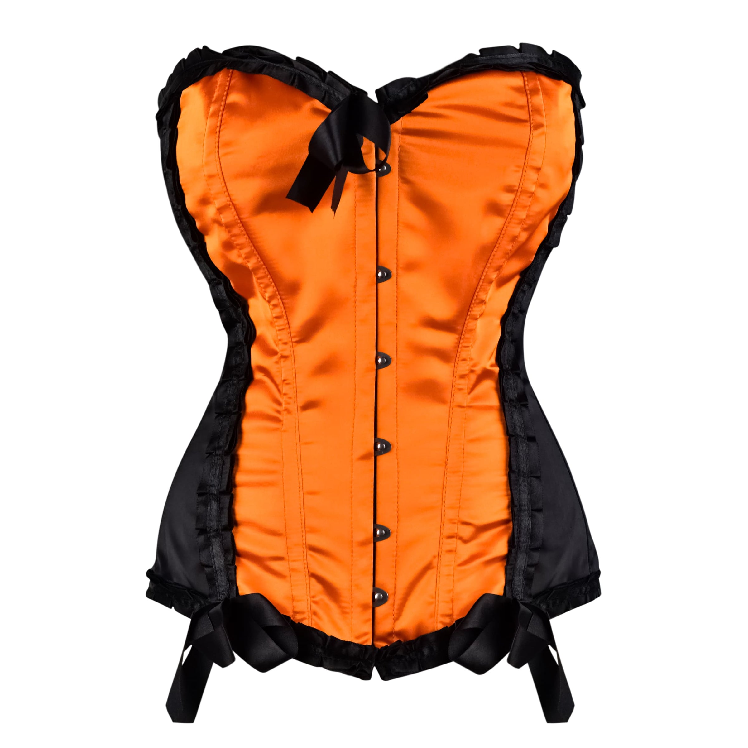 Black & Orange Lace-Up Overbust Corset