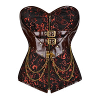 Red and black steampunk corset - Over the Bust Corset