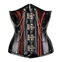 Red Under bust Corset with Black Leather Details