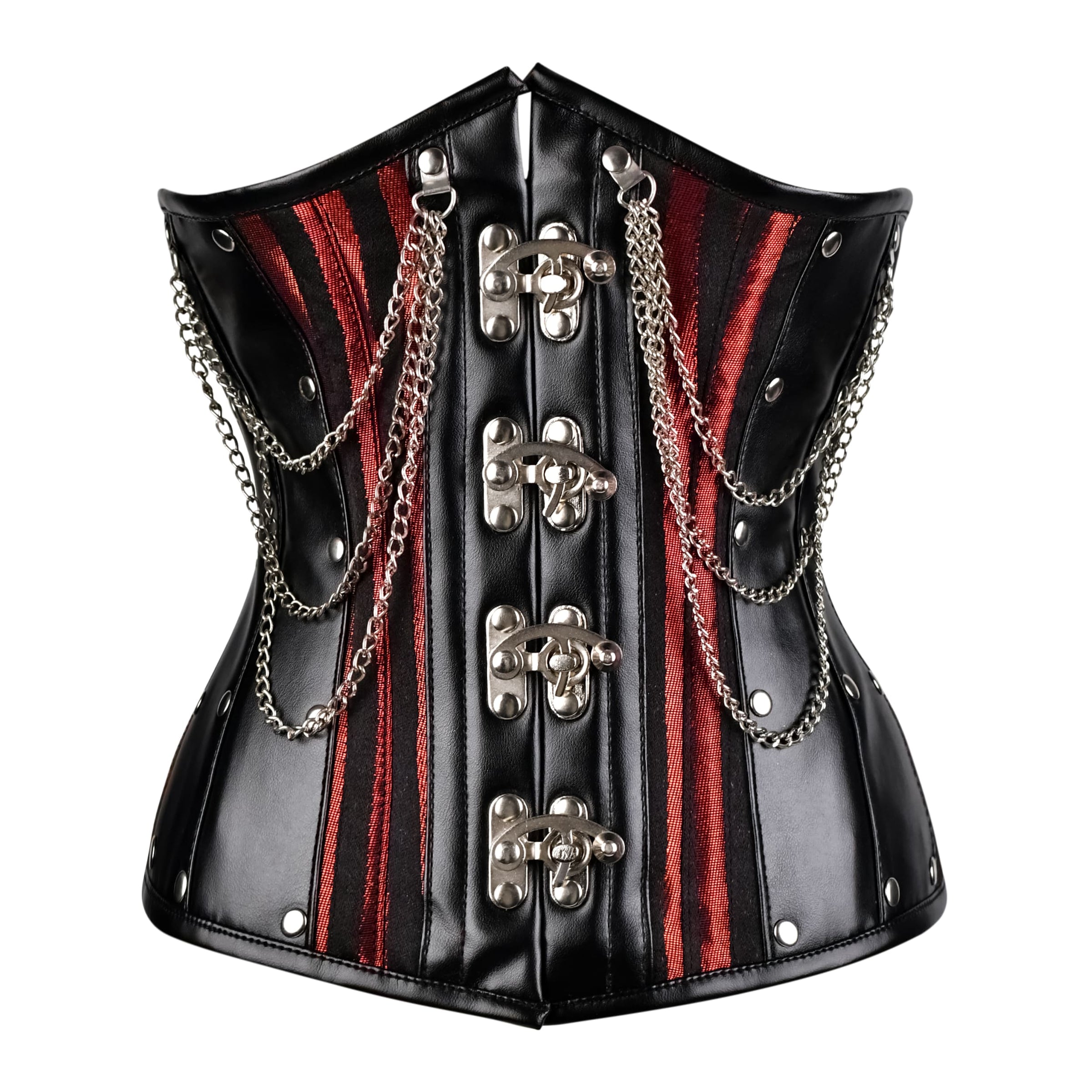 Red Under bust Corset with Black Leather Details