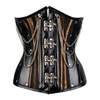 Brown Under bust Corset with Black Leather Details