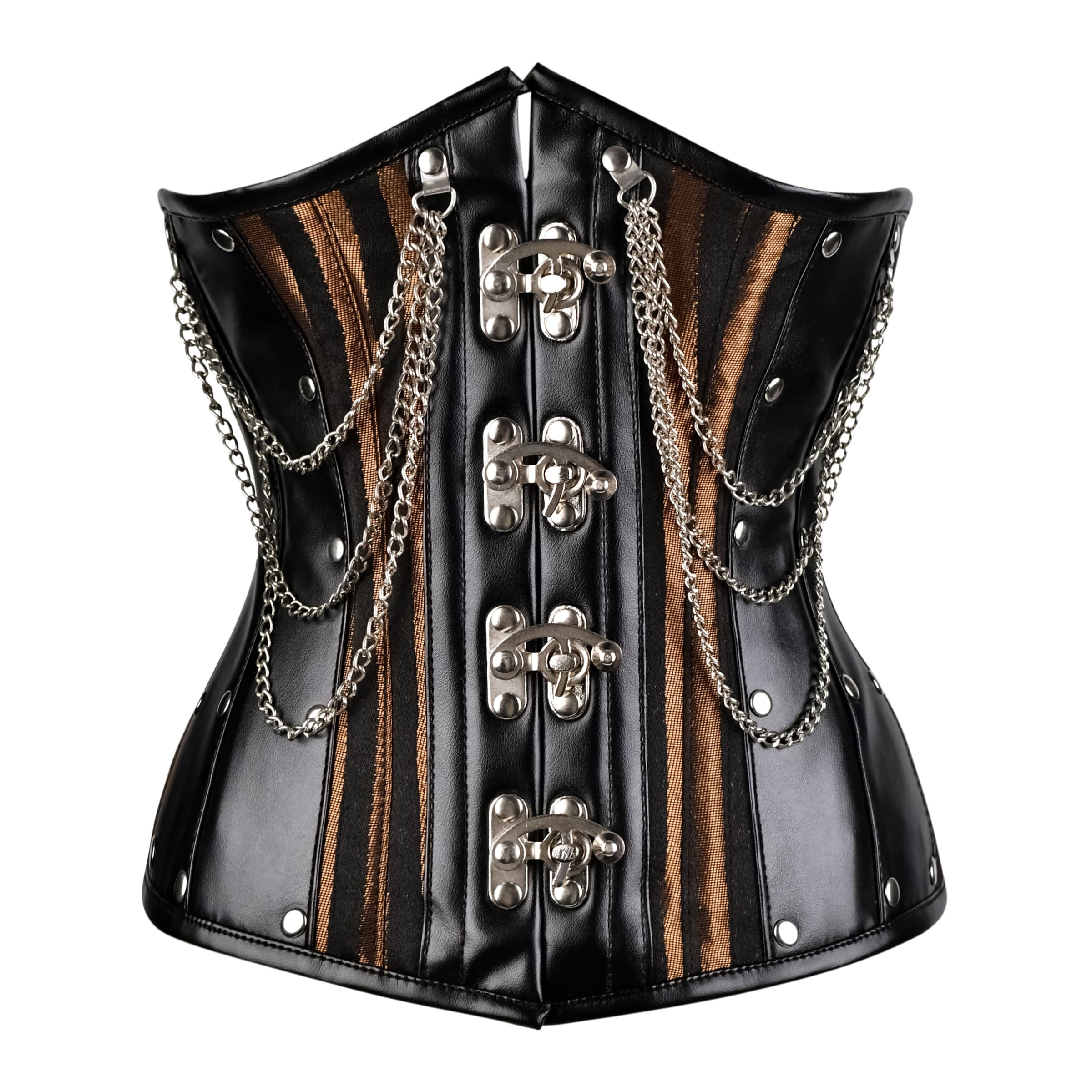 Brown Under bust Corset with Black Leather Details