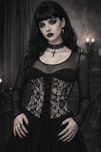 Printed Mesh Corset Belt - Waist Cincher