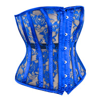 Blue Mesh Over Bust Corset - Laced Corset