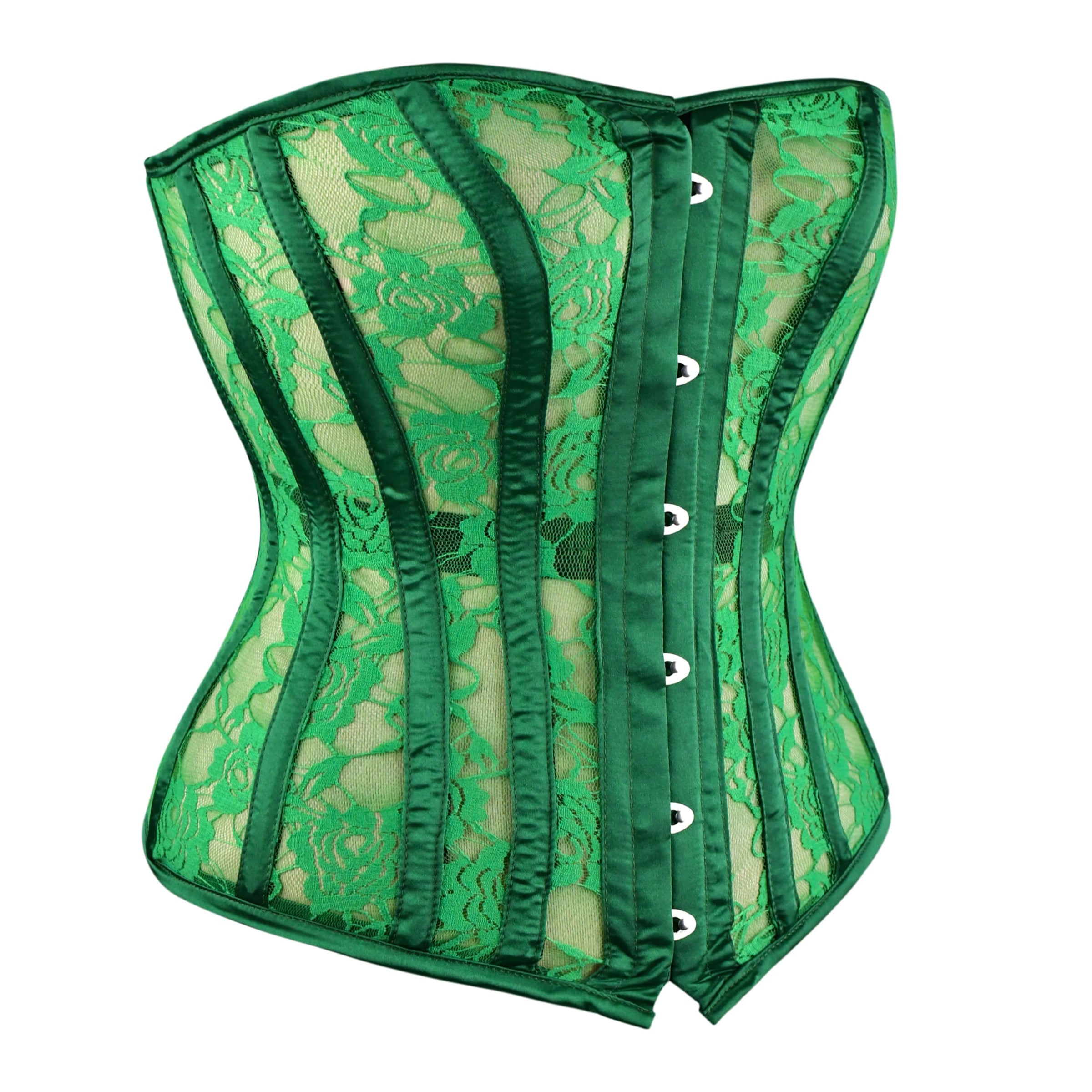 Green Mesh Over Bust Corset - Laced Corset