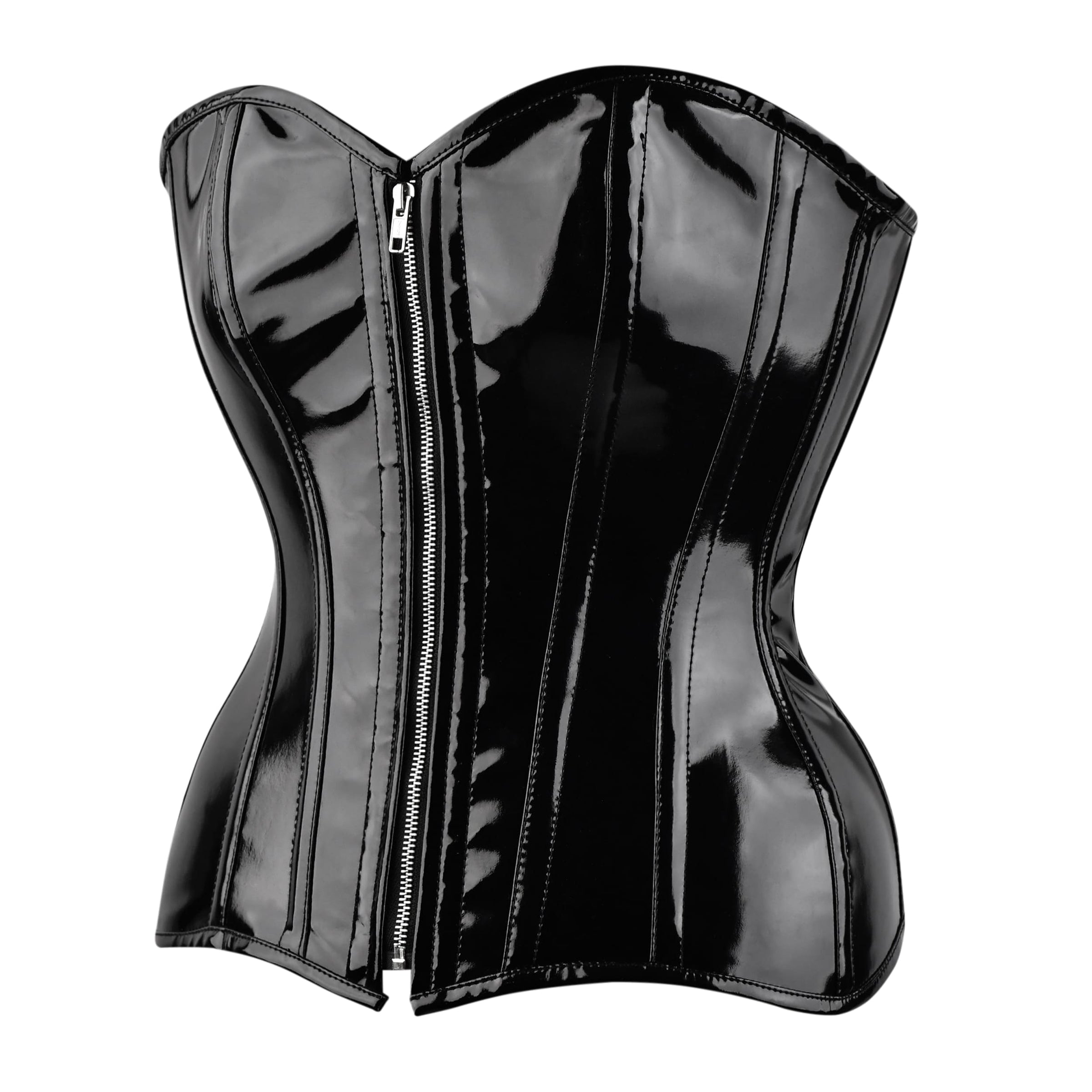 Black PVC overbust corset Waist Trainer