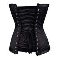 Black & Orange Lace-Up Overbust Corset