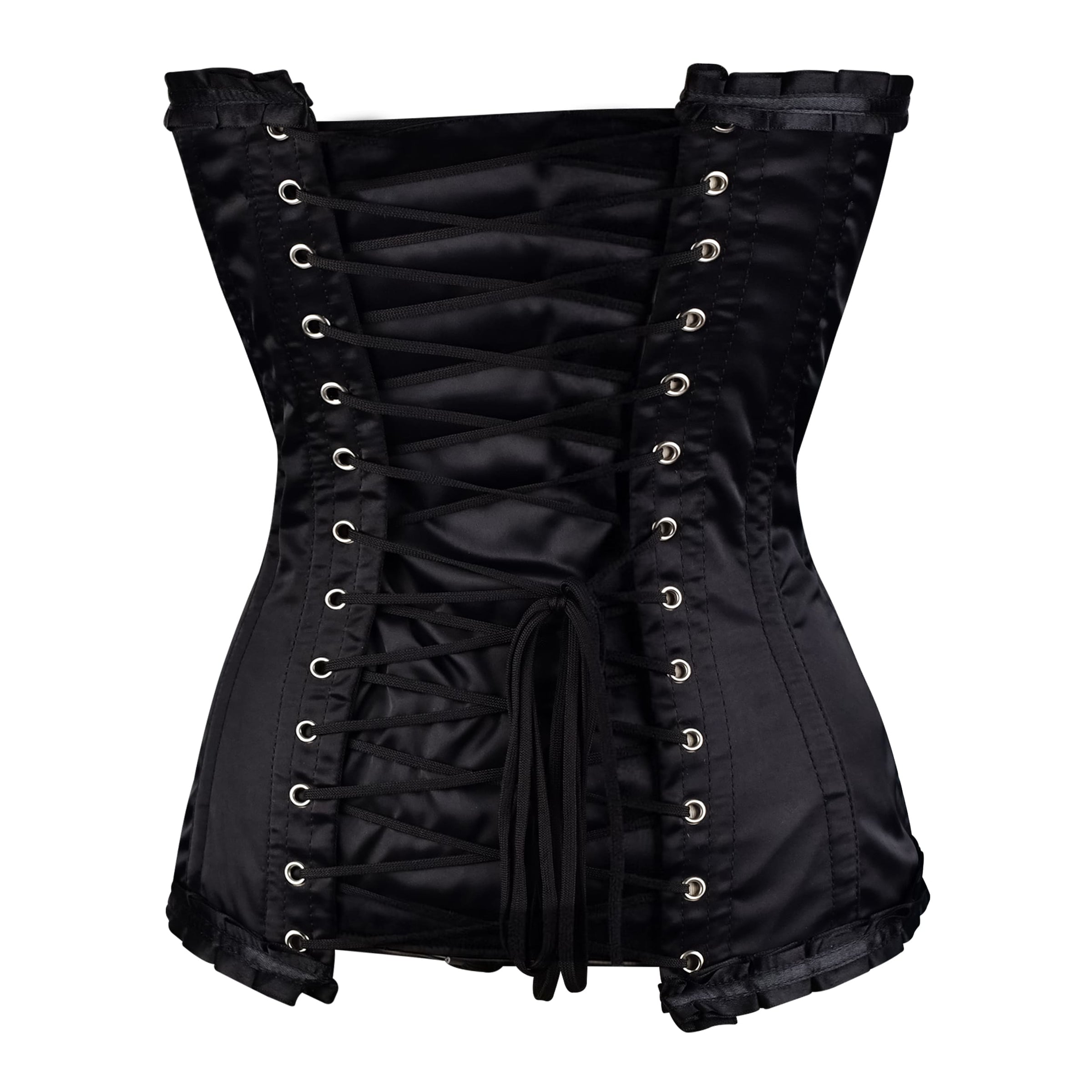 Black & Orange Lace-Up Overbust Corset