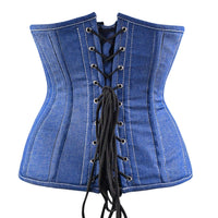 Blue Denim corset top - Under Bust Corset Front Zip
