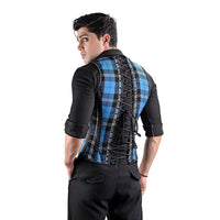 Mens Blue Tartan Corset Vest with Classic Scottish Flair