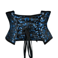 Blue and Black underbust corset - Short torso Waist Trainer