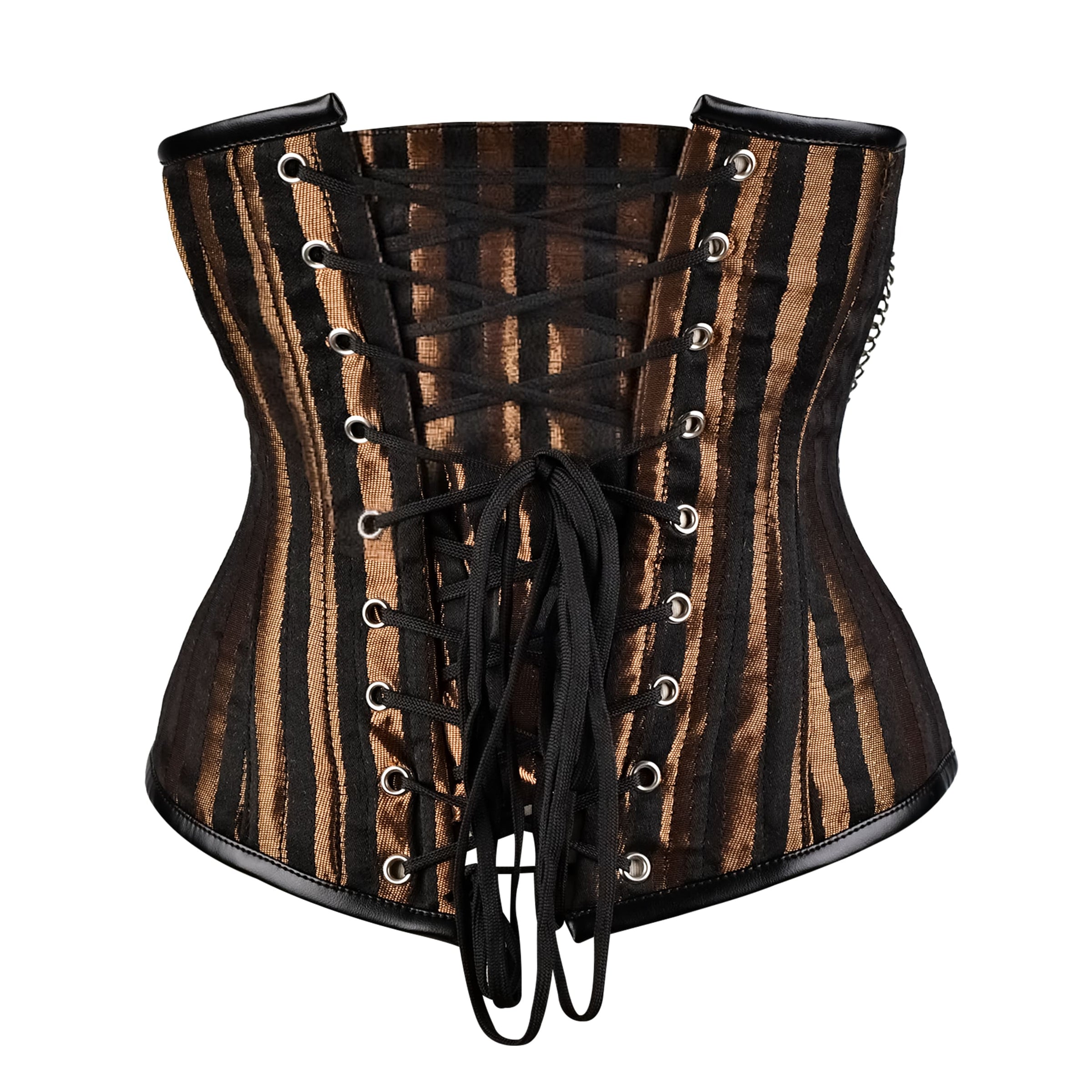 Brown Under bust Corset with Black Leather Details