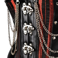 Red Under bust Corset with Black Leather Details