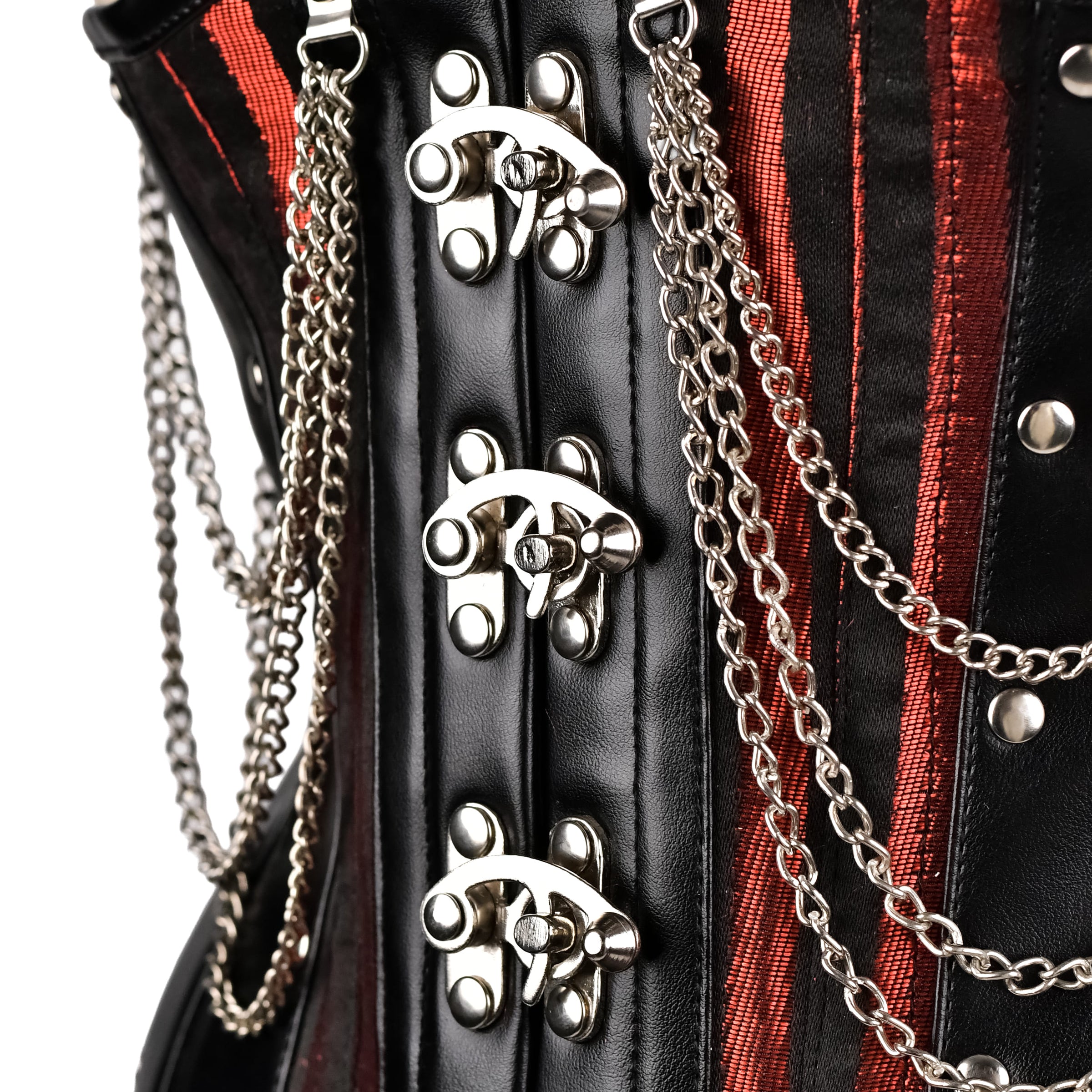 Red Under bust Corset with Black Leather Details