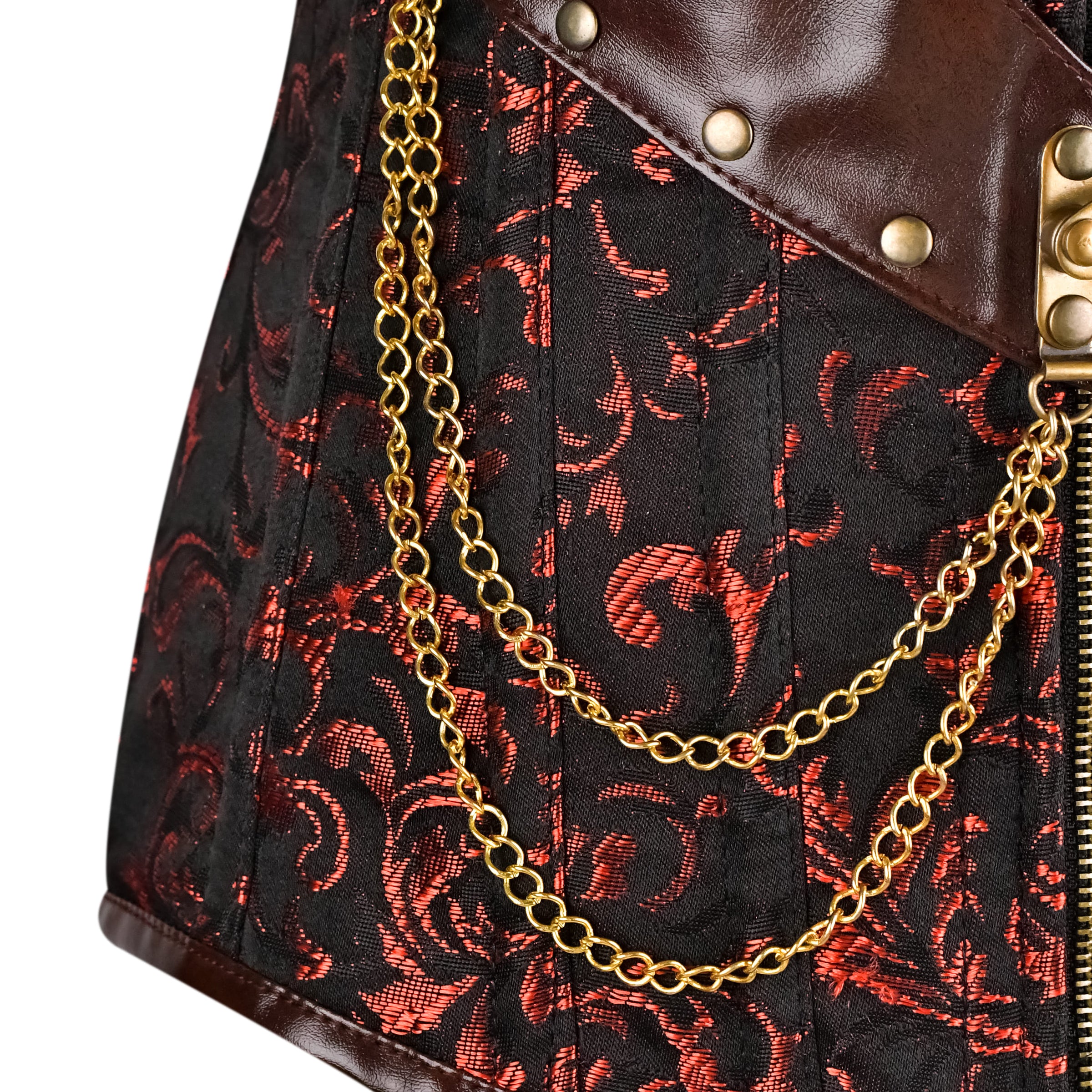 Red and black steampunk corset - Over the Bust Corset