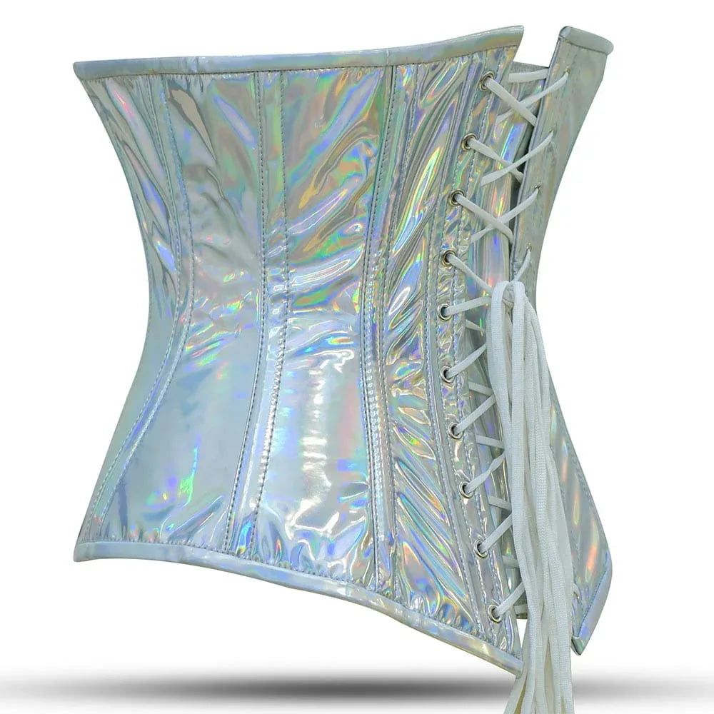 Shiny Silver Half Bust corset