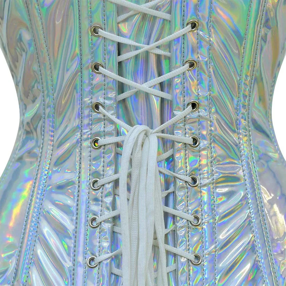 Shiny Silver Half Bust corset