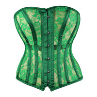 Green Mesh Over Bust Corset - Laced Corset