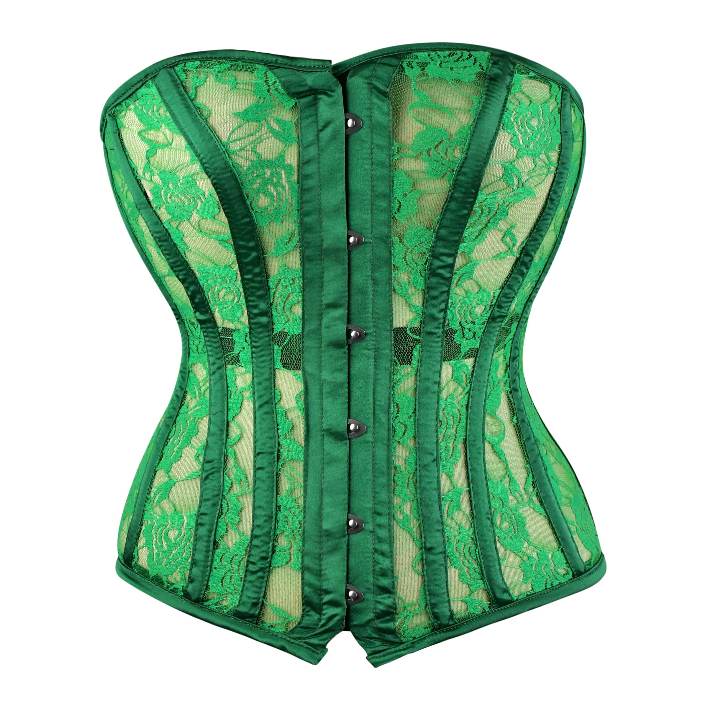 Green Mesh Over Bust Corset - Laced Corset