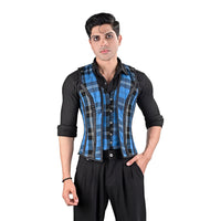 Mens Blue Tartan Corset Vest with Classic Scottish Flair